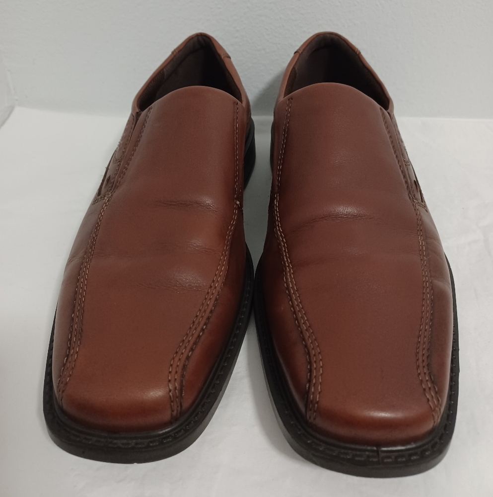 Ecco Men's loafers slip-on brown leather shoes size 10. (44) - Picture 2 of 11